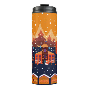 Bouteilles Isothermes Motif enfant avec maison et arbres. Scandinavie