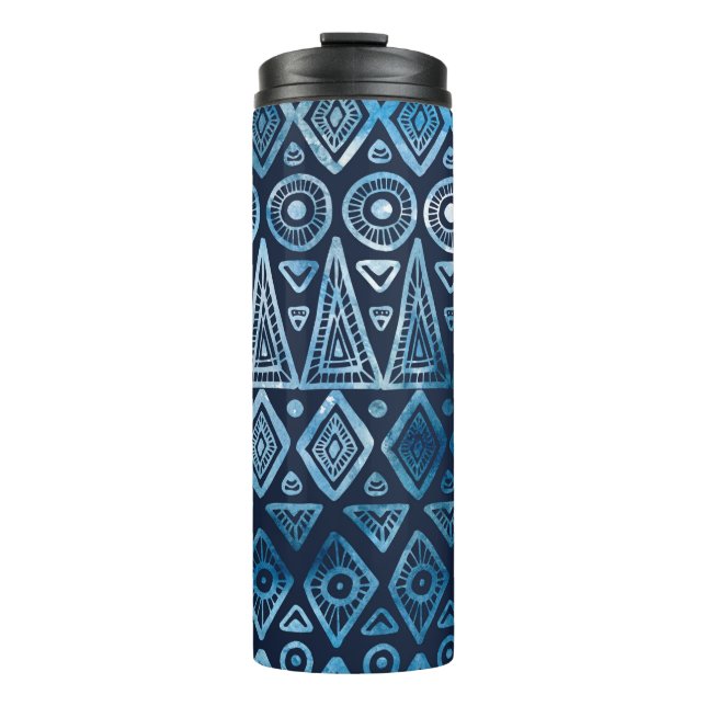 Bouteilles Isothermes Motif ethnique bleu classique (Devant)