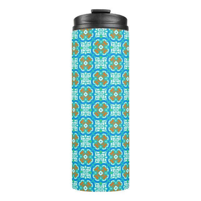 Bouteilles Isothermes Motif ethnique turquoise (Devant)