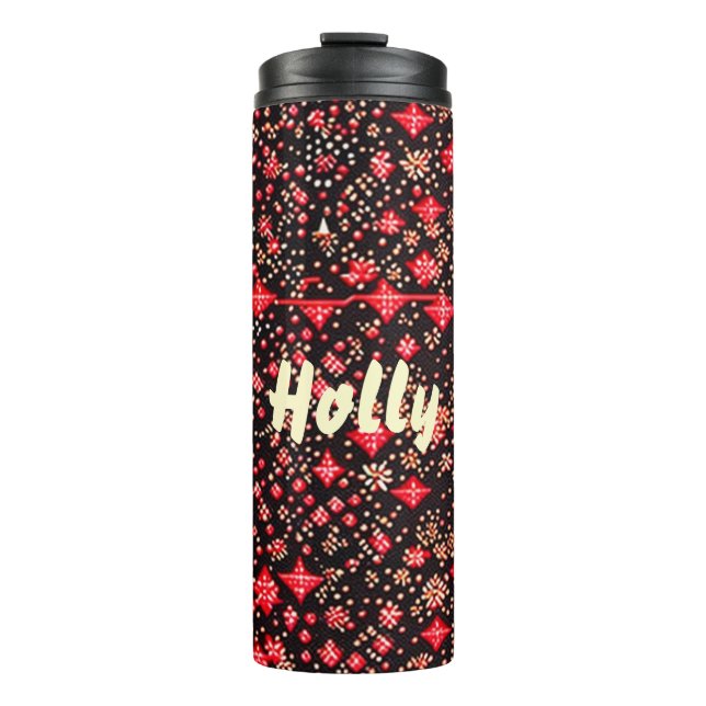 Bouteilles Isothermes motif fin rouge-noir (Devant)