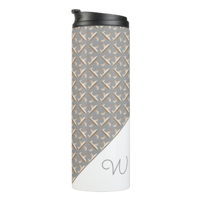 Bouteilles Isothermes Motif fleur de lis rayé Monogrammé (Tourné sur la droite)