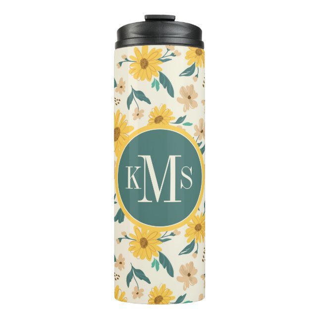 Bouteilles Isothermes Motif Fleur de marguerite jaune (Devant)