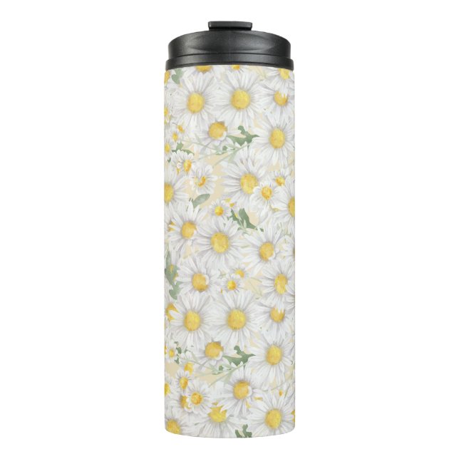 Bouteilles Isothermes motif fleurs blanches aquarelle (Devant)