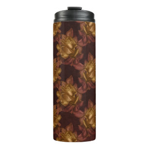 Bouteilles Isothermes Motif floral automnal or et bordeaux vintage
