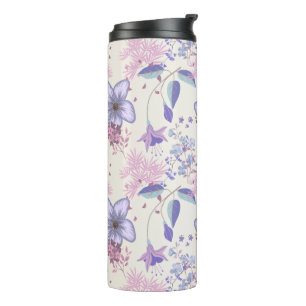Bouteilles Isothermes Motif floral botanique pastel lavande et rose