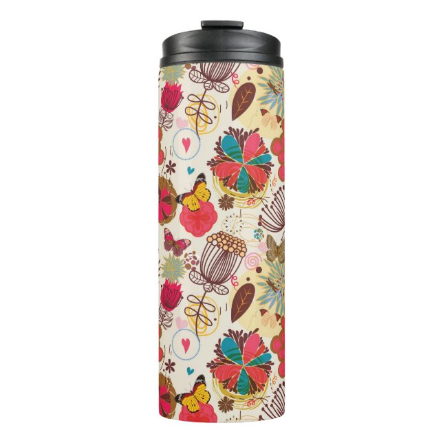 Bouteilles Isothermes Motif floral dans le rétro style 4 (Devant)