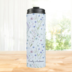 Bouteilles Isothermes Motif floral de fleurs sauvages jolies bleu violet