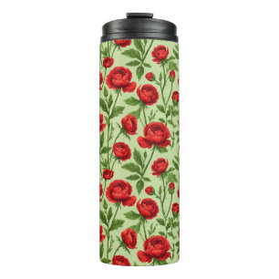 Bouteilles Isothermes Motif floral de renoncule rouge vibrant