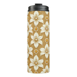Bouteilles Isothermes Motif floral doré luxueux avec motif de lys blanc