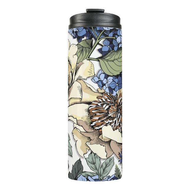 Bouteilles Isothermes Motif floral incomparable. Hydrangea, Peony, wildf (Devant)