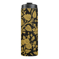 Motif floral indien en laque noire et or antique