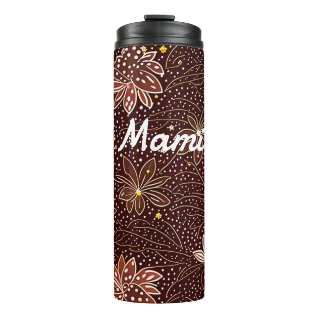 Bouteilles Isothermes Motif floral marron (Devant)