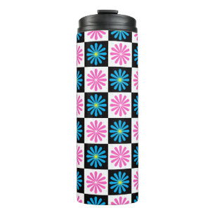 Bouteilles Isothermes Motif floral rose bleu géométrique