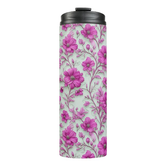 Bouteilles Isothermes Motif floral rose vibrant avec fleurs magenta (Devant)