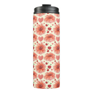 Bouteilles Isothermes Motif floral rouge sans couture Fleur rétro mignon