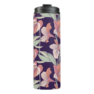Bouteilles Isothermes Motif floral sans couture, fleur, orchidée, modern