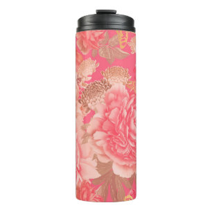 Bouteilles Isothermes Motif floral sans soudure. Jardin fleurs peoni ros