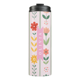 Bouteilles Isothermes Motif floral scandinave folklorique personnalisé