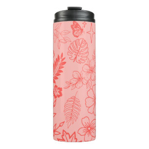 Bouteilles Isothermes Motif floral tropical rouge corail