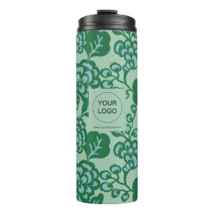 Bouteilles Isothermes Motif floral vert et bleu vibrant et gras