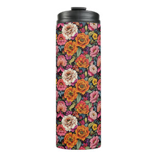 Bouteilles Isothermes Motif floral vintage avec des couleurs vives sur f