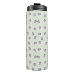 Bouteilles Isothermes Motif Fraise Violette sur Fond Vert