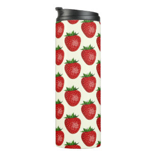 Bouteilles Isothermes Motif fraises, fraises rouges, fruits, feuilles