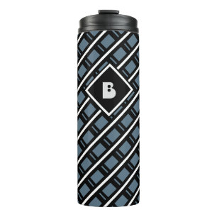 Bouteilles Isothermes Motif géométrique funky moderne monogrammé bleu
