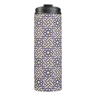 Bouteilles Isothermes Motif géométrique marocain bleu islamique