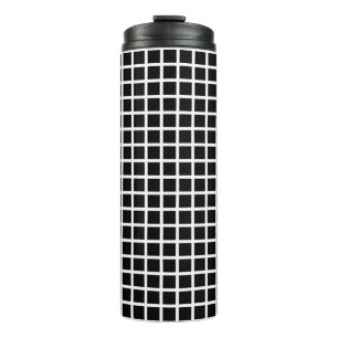 Bouteilles Isothermes Motif géométrique sans couture. Carré noir sur bla