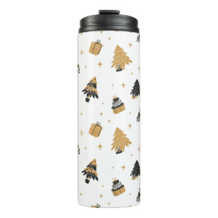 Bouteilles Isothermes Motif Gold Black Christmas Trees
