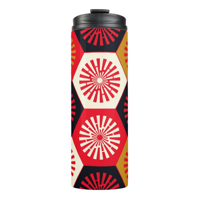 Bouteilles Isothermes Motif hexagonal de style asiatique (Devant)