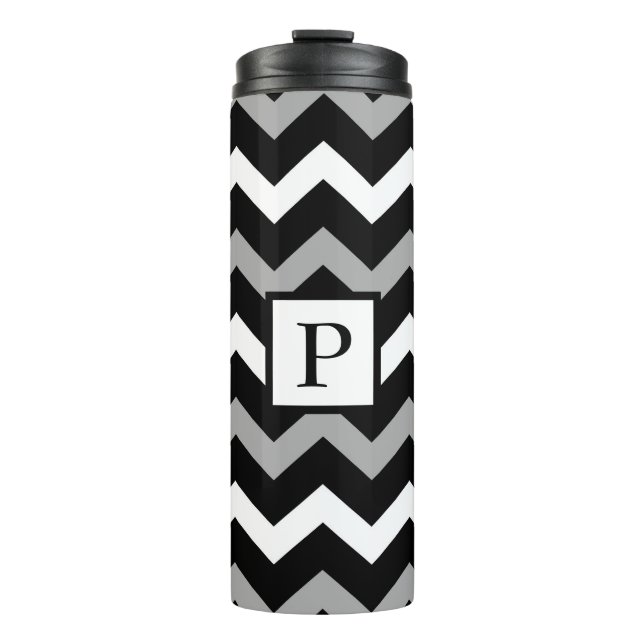 Bouteilles Isothermes Motif imprimé chevron gris et blanc (Devant)