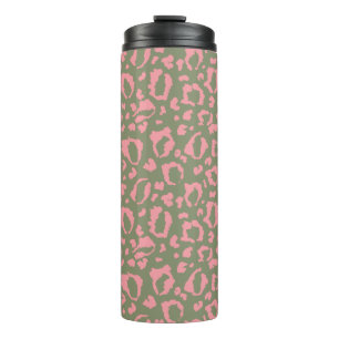 Bouteilles Isothermes Motif imprimé léopard rose et vert pastel