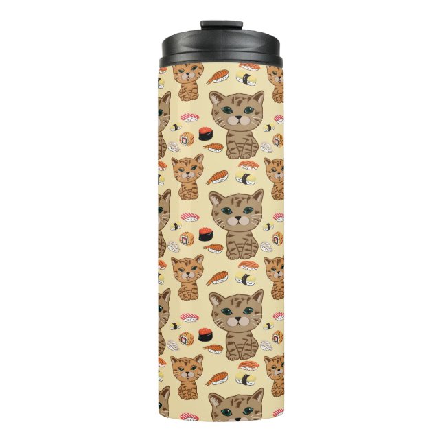 Bouteilles Isothermes motif kitty et sushi (Devant)