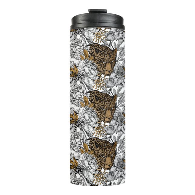 Bouteilles Isothermes Motif Leopard & Peonies (Devant)