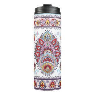 Bouteilles Isothermes Motif médaillon de paisley floral indien. Ethnique