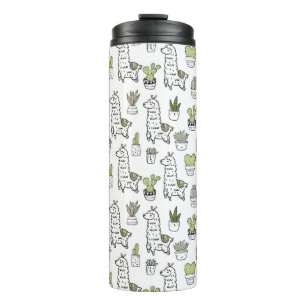 Bouteilles Isothermes Motif mignon d'alpaga et de cactus
