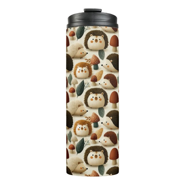 Bouteilles Isothermes Motif mignon de hérisson et de champignon de la fo (Devant)