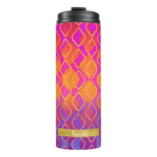 Bouteilles Isothermes Motif Moderne Chic Fuchsia Or Rose Orange Gras