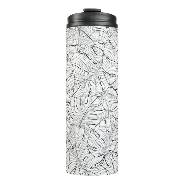 Bouteilles Isothermes Motif noir blanc Feuille Monstera (Devant)