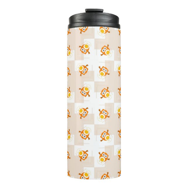 Bouteilles Isothermes Motif orange d'illustration de hibou (Devant)