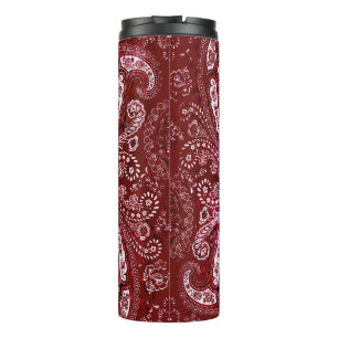Bouteilles Isothermes Motif Paisley Rouge-Prune Monochromatique