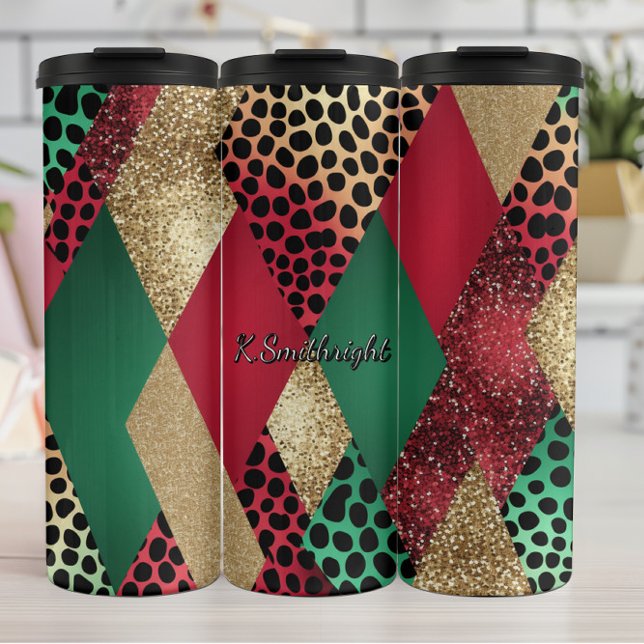 Bouteilles Isothermes Motif patchwork léopard de Noël pailleté (Créateur téléchargé)