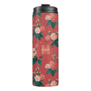 Bouteilles Isothermes Motif Peony vintage coloré - Arrière - plan Maroon