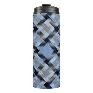 BOUTEILLES ISOTHERMES MOTIF PLAID BLUE & GRAY LINEN