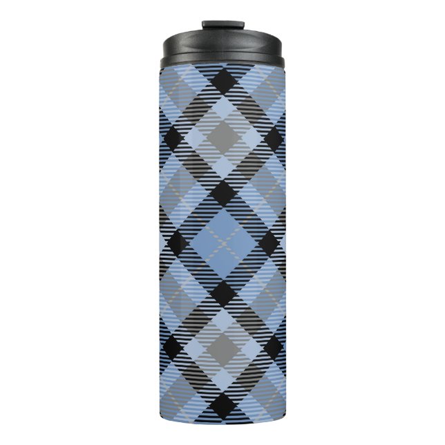 BOUTEILLES ISOTHERMES MOTIF PLAID BLUE & GRAY LINEN (Devant)