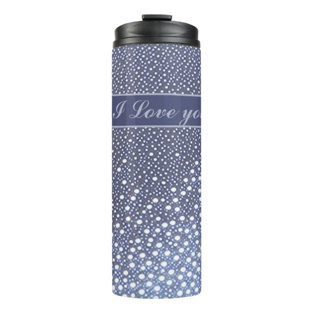Bouteilles Isothermes Motif points blanc gris bleu (Devant)