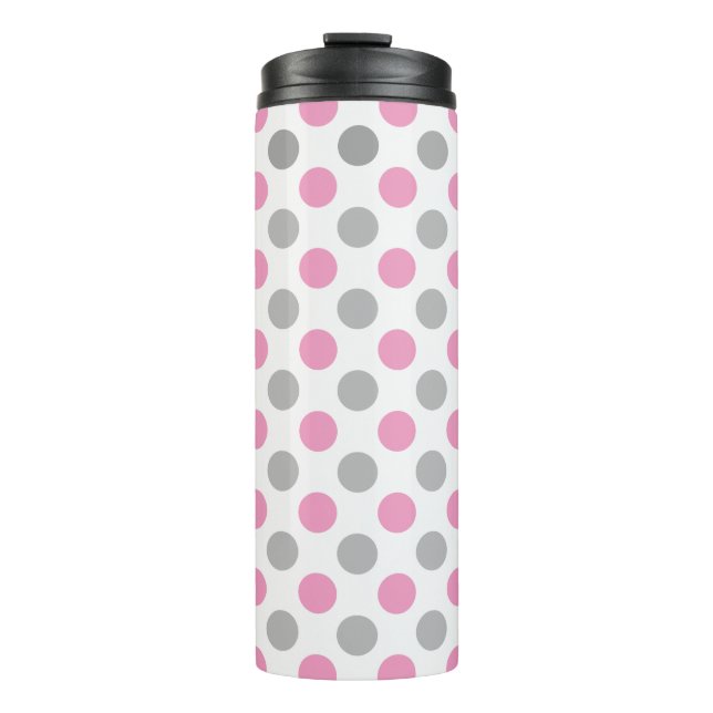 Bouteilles Isothermes Motif pois rose et gris (Devant)