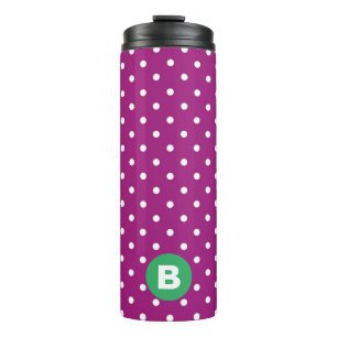 Bouteilles Isothermes Motif pois violet Monogramme vert